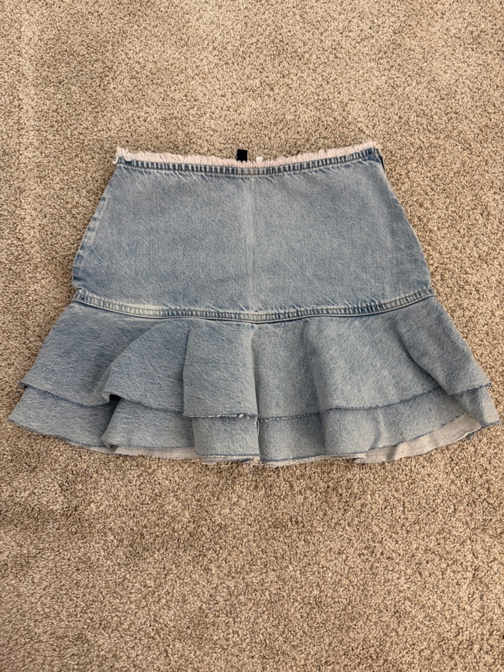 H&M Light Wash Denim Ruffle Mini Skirt